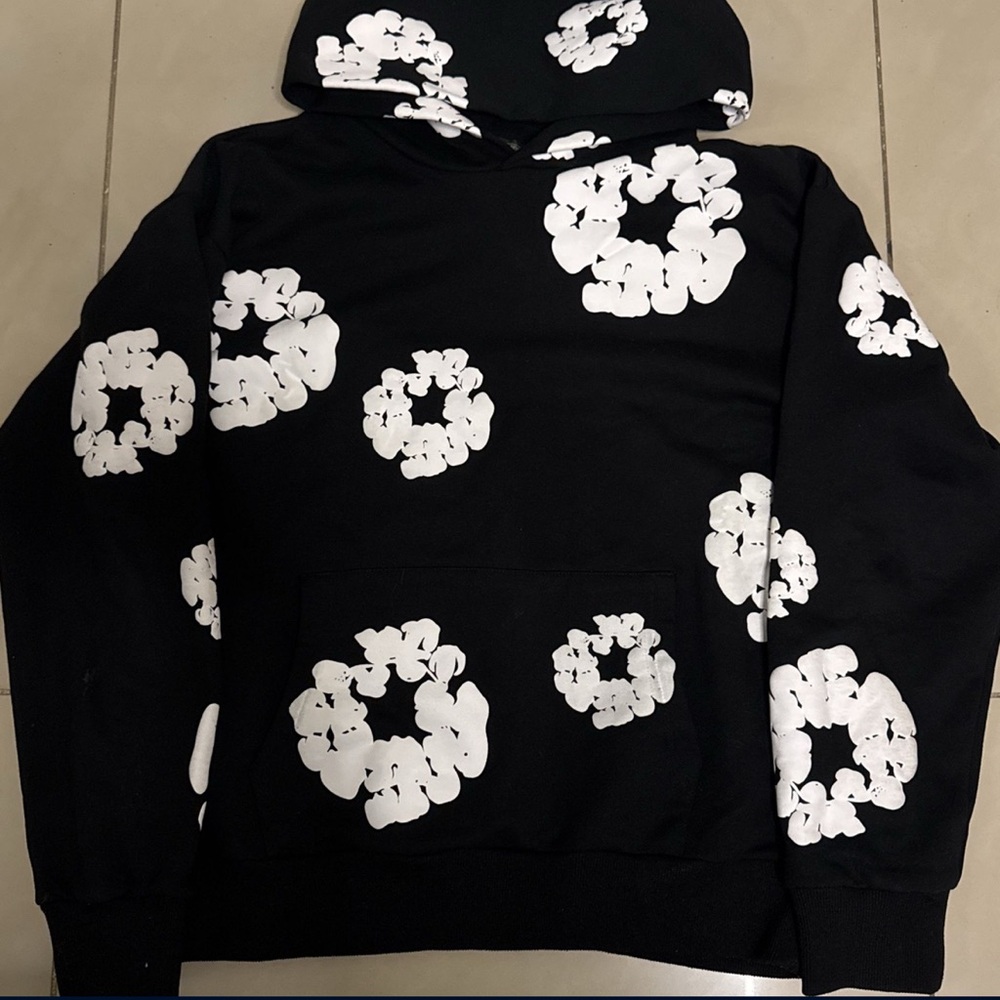 Black Denmin tears hoodie 100% cotton